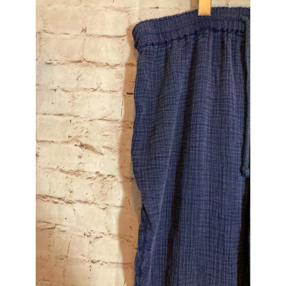Wonderly Gauze Lounge Pants Womens 2X Navy Elastic Waist Pull On Frayed Hem Plus - Picture 10 of 16